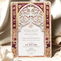 Luxurious Gold Burgundy Islamic Wedding Arabesque