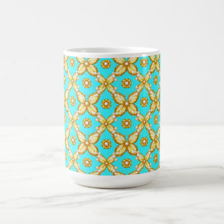 Luxurious Gold Butterfly Pattern With Pearl Accent Coffee Mug