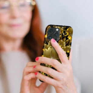 Luxurious Gold Carving Floral iPhone 13 Pro Case