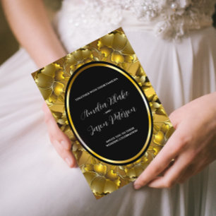 Luxurious Gold Carving Floral Wedding Invitation