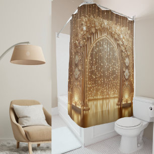 Luxurious Gold Celebration Arch: Elegant Wedding Shower Curtain