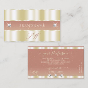 Luxurious Gold Coral Sparkling Diamonds Initials Business Card