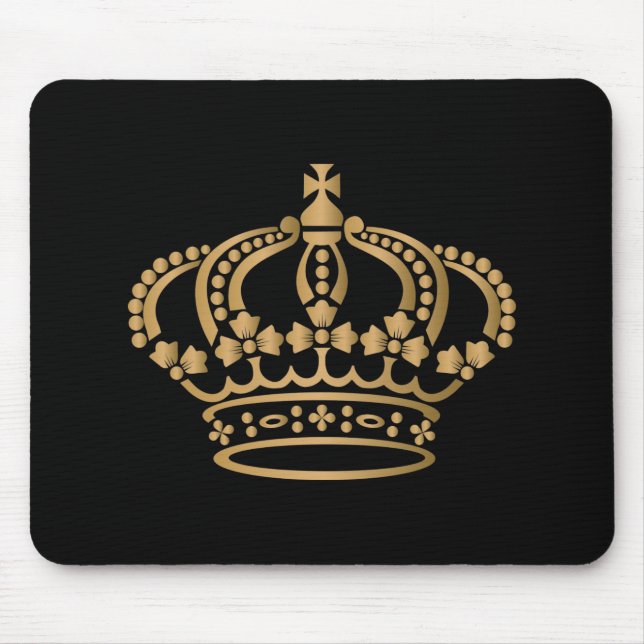 Luxurious Gold Crown Black Mouse Pad (Front)