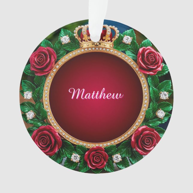 Luxurious Gold Crown Frame Adorned With Roses Ornament (Front)