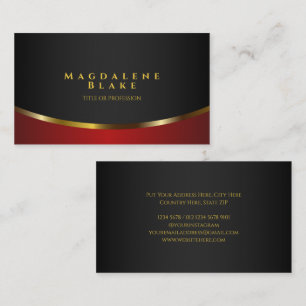 Luxurious Gold Curve Minimalist Black Red Business Card