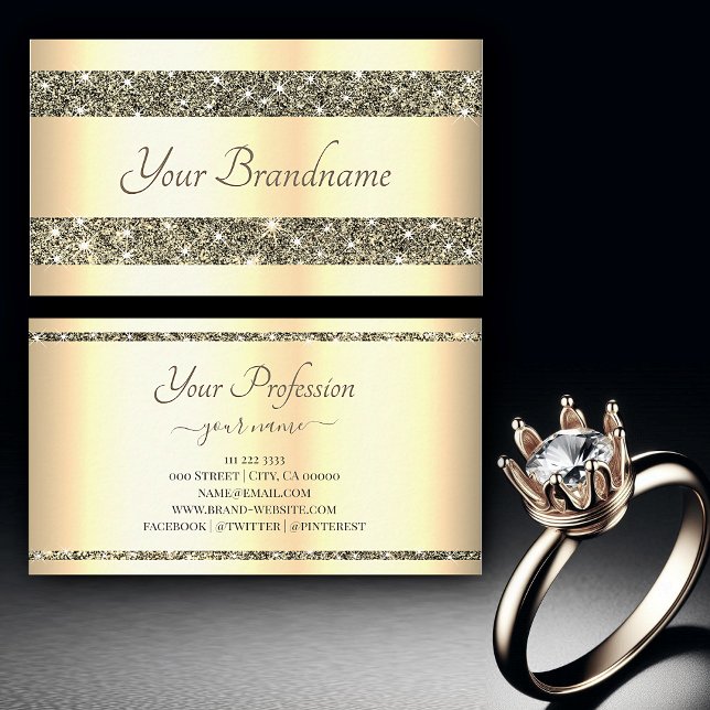 Luxurious Gold Effect Golden Glitter Sparkle Stars Business Card (Creator Uploaded)