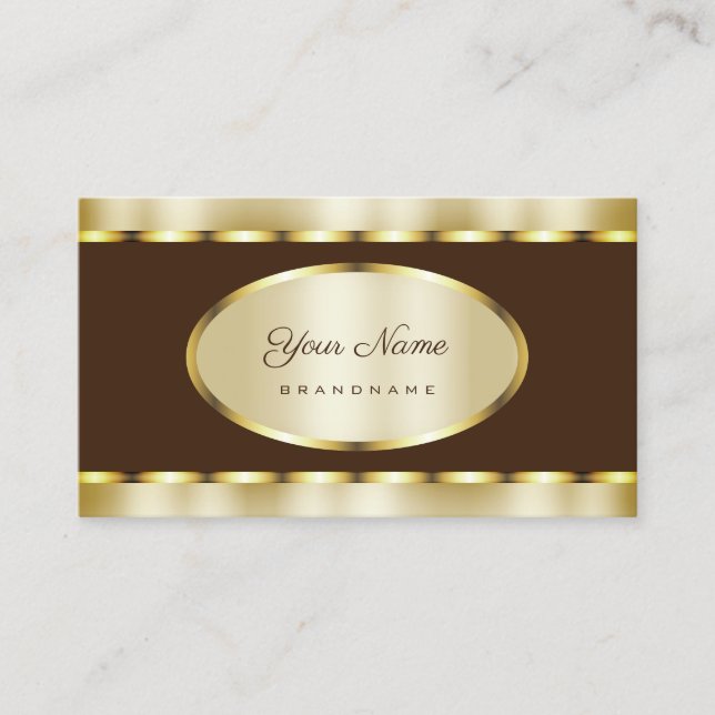 Luxurious Gold Effect with Dark Brown Professional Business Card (Front)