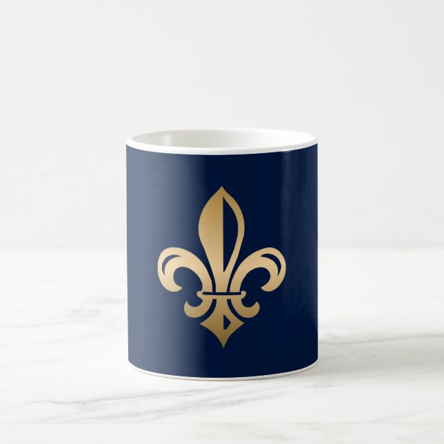 Luxurious Gold Fleur de Lis Navy Coffee Mug (Center)