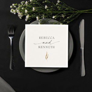 Luxurious Gold Floral Minimalist Wedding Napkin