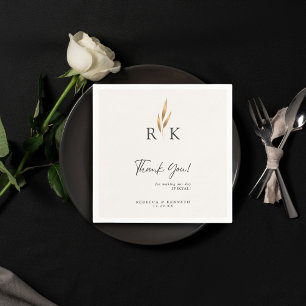 Luxurious Gold Floral Monogram Wedding Thank you Napkin