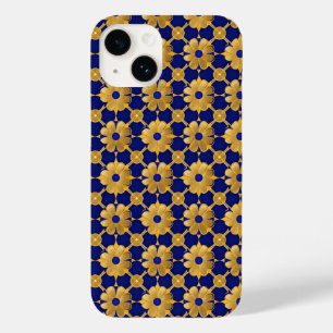 Luxurious Gold Floral Pattern, Royal Blue  Elegant Case-Mate iPhone 14 Case