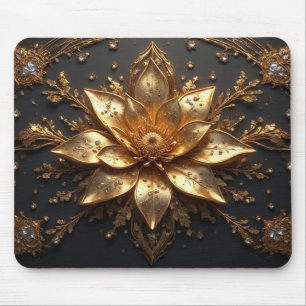 Luxurious Gold Flower Mouse Pad