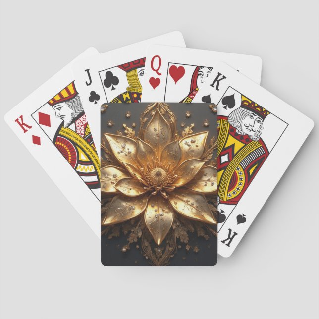 Luxurious Gold Flower Playing Cards (Back)