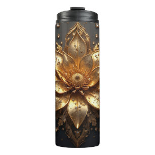 Luxurious Gold Flower Thermal Tumbler