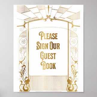 Luxurious Gold Foil Art Deco Guest Book Sign