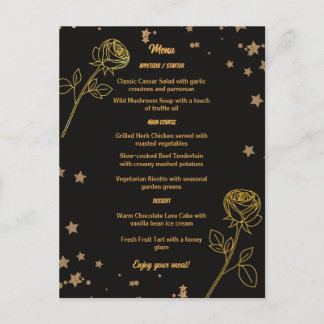 Luxurious Gold Foil Floral Wedding Menu Card