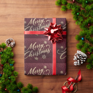 Luxurious Gold Foil 'Merry Christmas' Script Wrapping Paper
