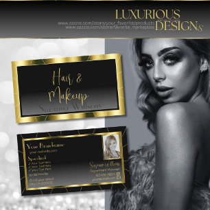 Luxurious Gold Frame and Black Gradient with Photo Business Card