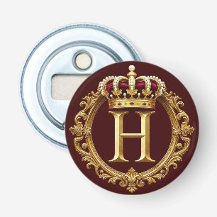 Luxurious Gold Frame With Crowned Monogram Bottle Opener
