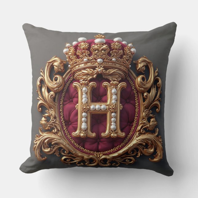 Luxurious Gold Frame With Crowned Monogram Cushion (Front)