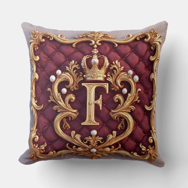 Luxurious Gold Frame With Crowned Monogram Cushion (Front)