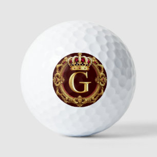 Luxurious Gold Frame With Crowned Monogram Golf Balls