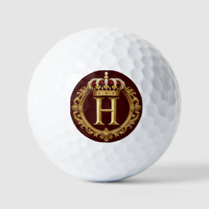 Luxurious Gold Frame With Crowned Monogram Golf Balls