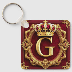 Luxurious Gold Frame With Crowned Monogram Key Ring
