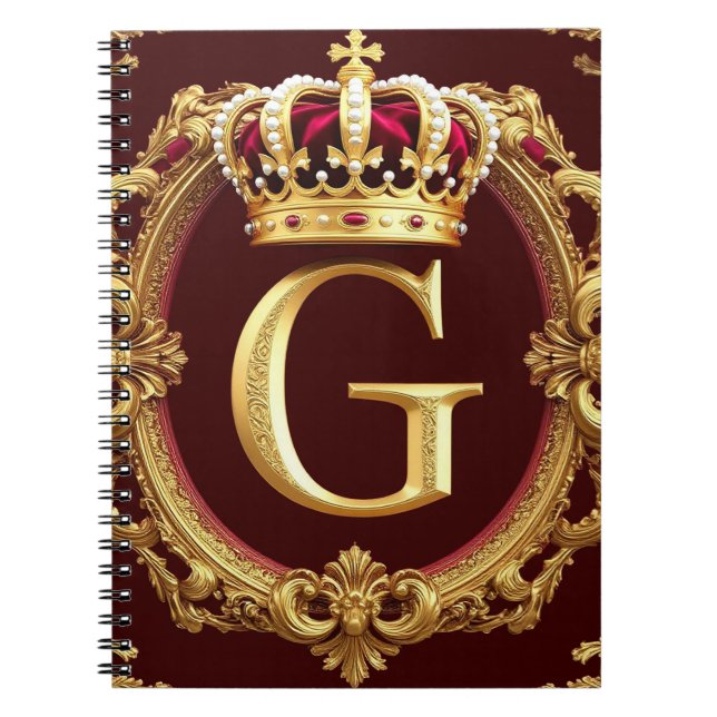 Luxurious Gold Frame With Crowned Monogram Notebook (Front)