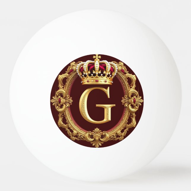 Luxurious Gold Frame With Crowned Monogram Ping Pong Ball (Front)