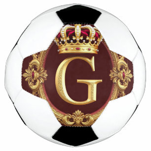Luxurious Gold Frame With Crowned Monogram Soccer Ball
