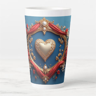 Luxurious Gold Frame With Pearls Latte Mug