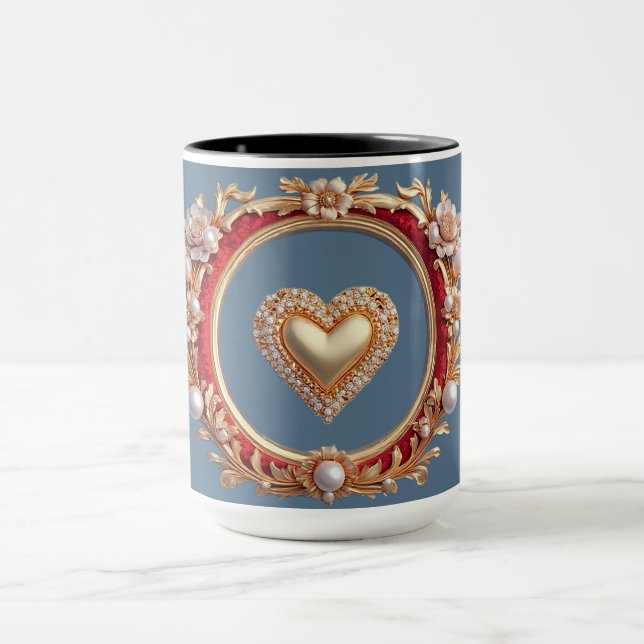 Luxurious Gold Frame With Pearls Mug (Center)