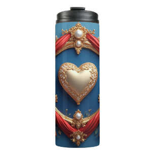Luxurious Gold Frame With Pearls Thermal Tumbler