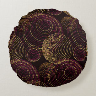 Luxurious Gold Geometric Print Round Cushion