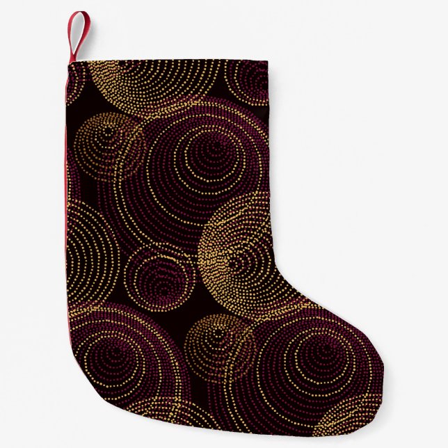 Luxurious Gold Geometric Print Small Christmas Stocking (Front)