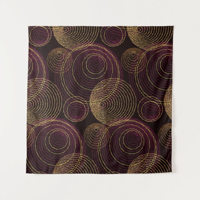 Luxurious Gold Geometric Print Tapestry (Front)