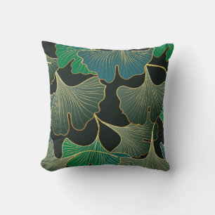 Luxurious gold Ginkgo, vintage art. Cushion