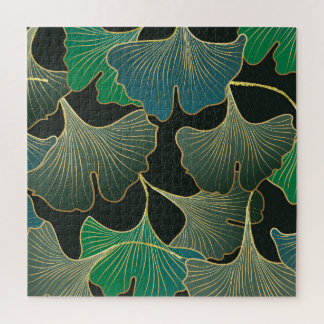 Luxurious gold Ginkgo, vintage art. Jigsaw Puzzle