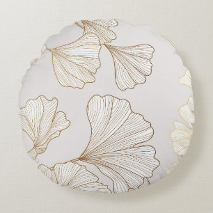 Luxurious Gold Ginkgo Vintage Design Round Cushion