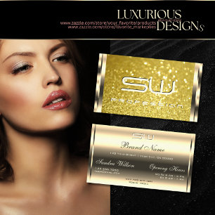 Luxurious Gold Glitter 3D Letters Opening Hours Business Card