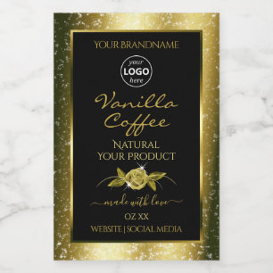 Luxurious Gold Glitter Black Product Labels Logo