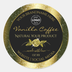 Luxurious Gold Glitter Black Product Labels Logo