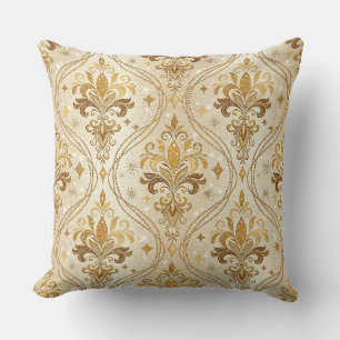Luxurious Gold Glitter Damask Royal Palace Pattern Cushion