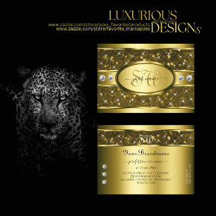 Luxurious Gold Glitter Diamonds Stars and Initials Business Card
