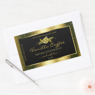 Luxurious Gold Glitter Floral Black Product Labels