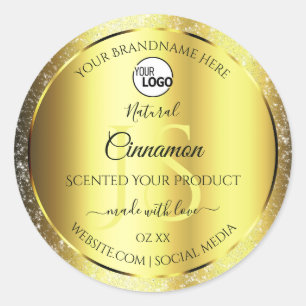 Luxurious Gold Glitter Product Label Monogram Logo