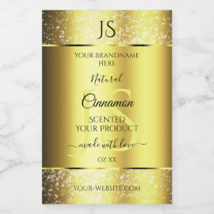 Luxurious Gold Glitter Product Label with Monogram