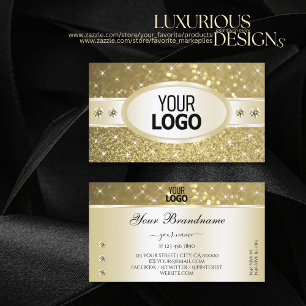 Luxurious Gold Glitter Sparkle Stars Diamonds Logo Business Card