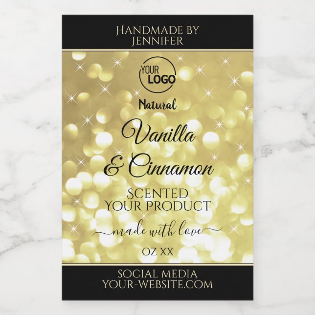 Luxurious Gold Glitter Stars Logo Product Labels (Single Label)